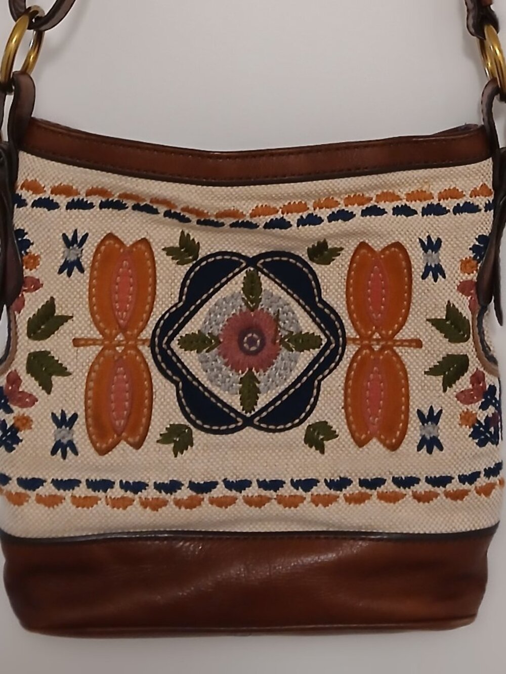 Fossil Crossbody Embroidered Medium Tote in Vintage Style